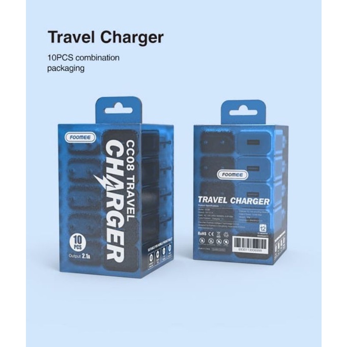 Foomee CC08 Travel Charger 2.1A (1 BOX CONTAINS 10 PCS) | Shopee Singapore