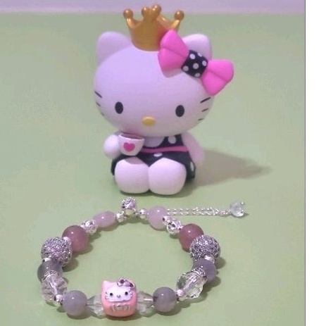 Hello Kitty Silver KOMI Bracelet 4 (Pink Hello kitty charm ) | Shopee ...