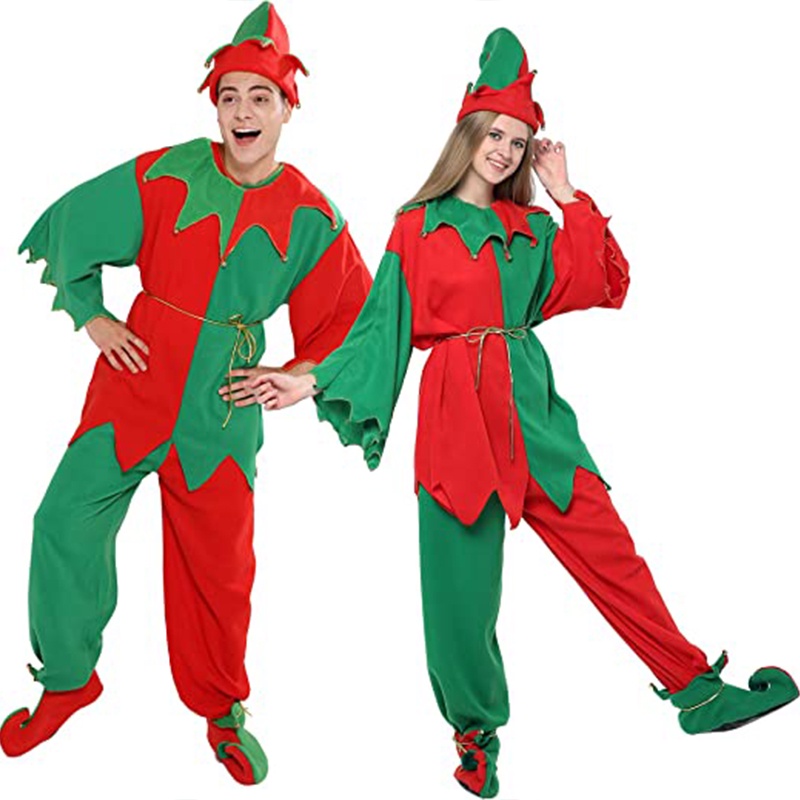 Christmas Elf Costumes Men Women Adults Xmas Santa Outfit Suit Festive Dress Up Funny Cosplay Party Shopee Singapore