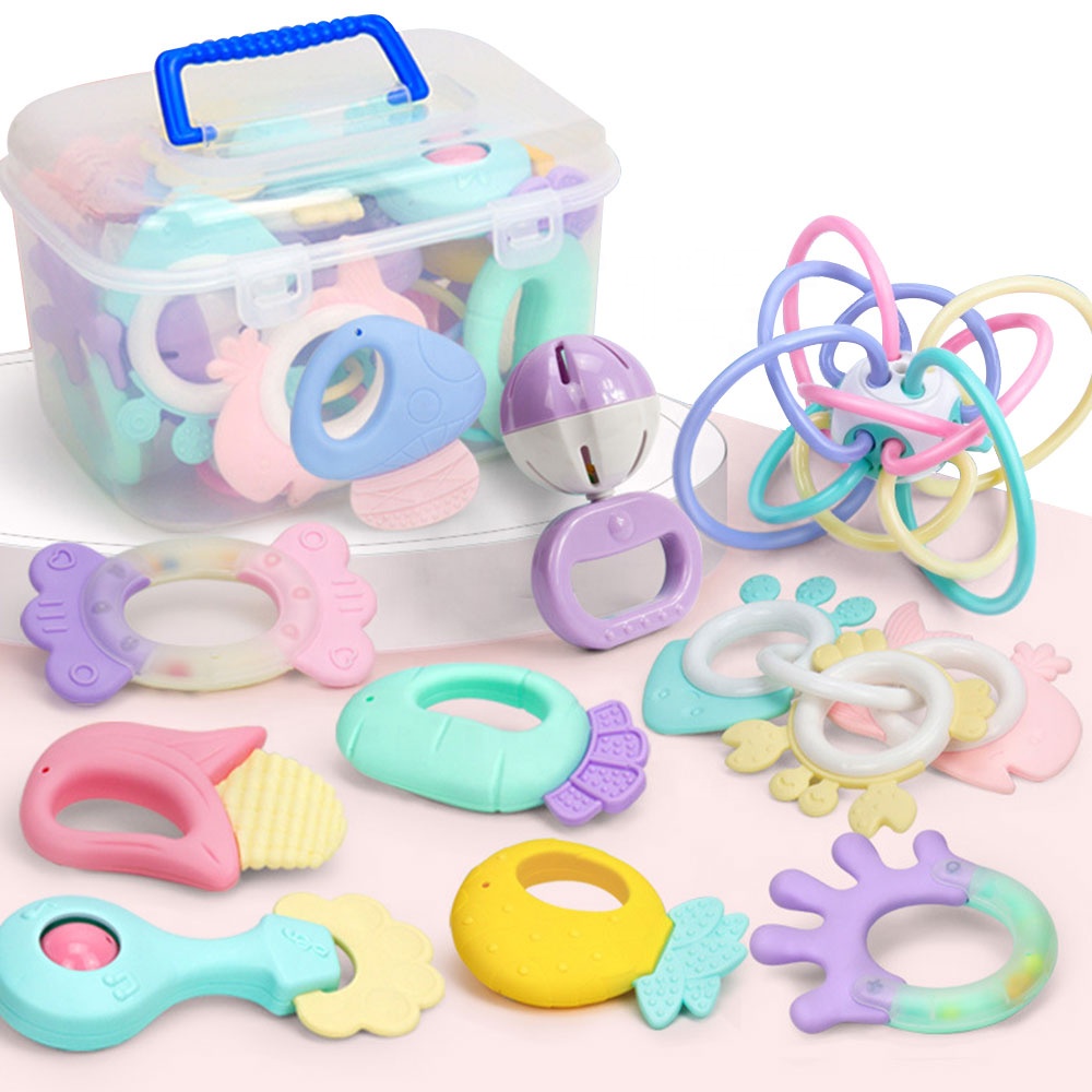 【SG Ready Stock】 Baby Teether Toys Teething Silicone New Born Gift Set