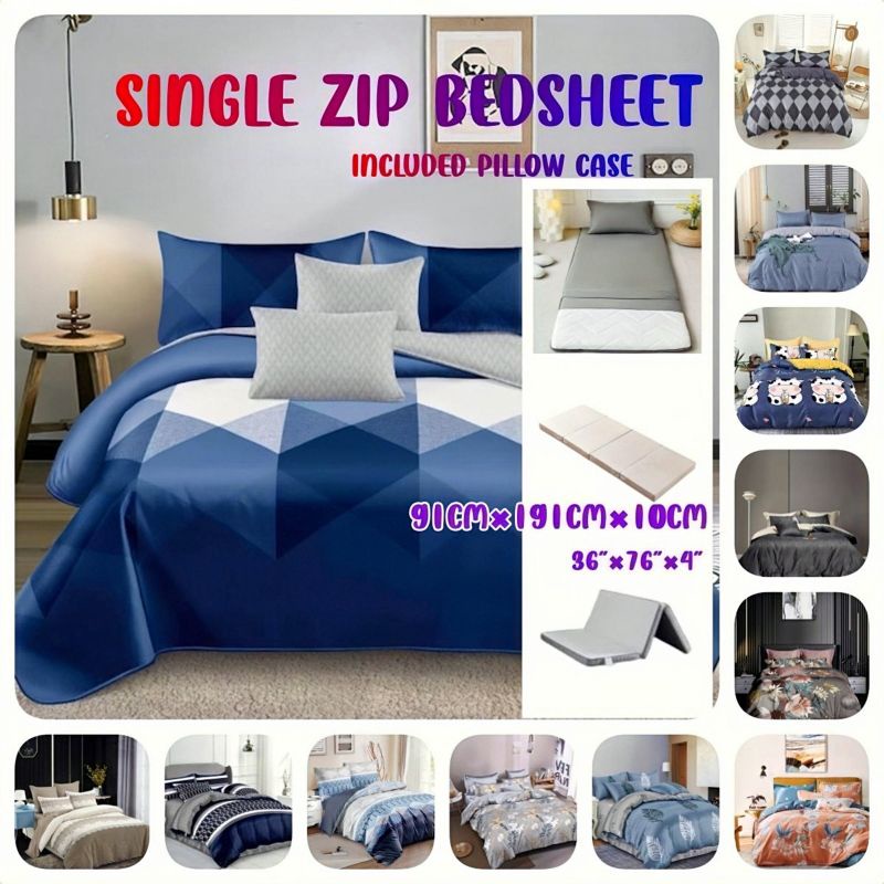 Single Zip Bedsheet Cover and Pillow Case Shopee Singapore