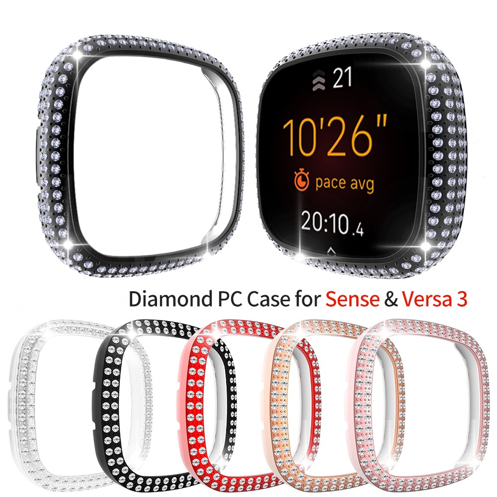 PC Diamond Case for Fitbit Sense Versa 3 Watch Cover Bling Protective