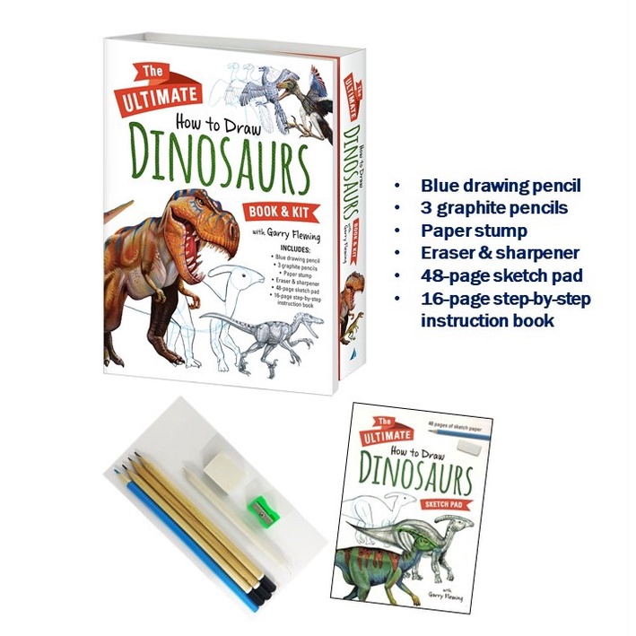 How to Draw Dinosaurs Book & Kit Gift Box For Kids With Stationery ...