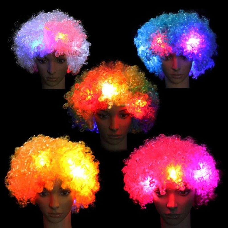 LED Wig Colorful Explosion of Head Light Up Flashing Hair Wig Football ...