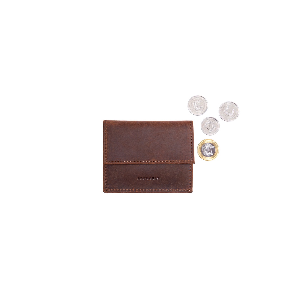 Camel Active Men's Coin Pouch Wallet - Brown Calfskin, 12.5 X 9.5 Cm, 8 Credit Card Slots, Zippered Compartment