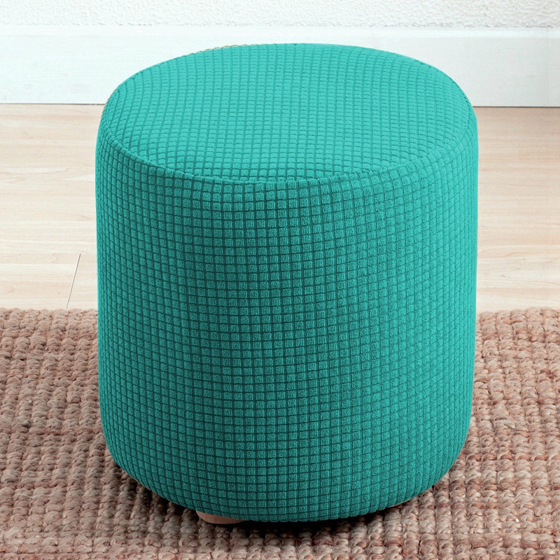 Round Stool Cover Thicken Solid Color Ottoman Cover Stretchable
