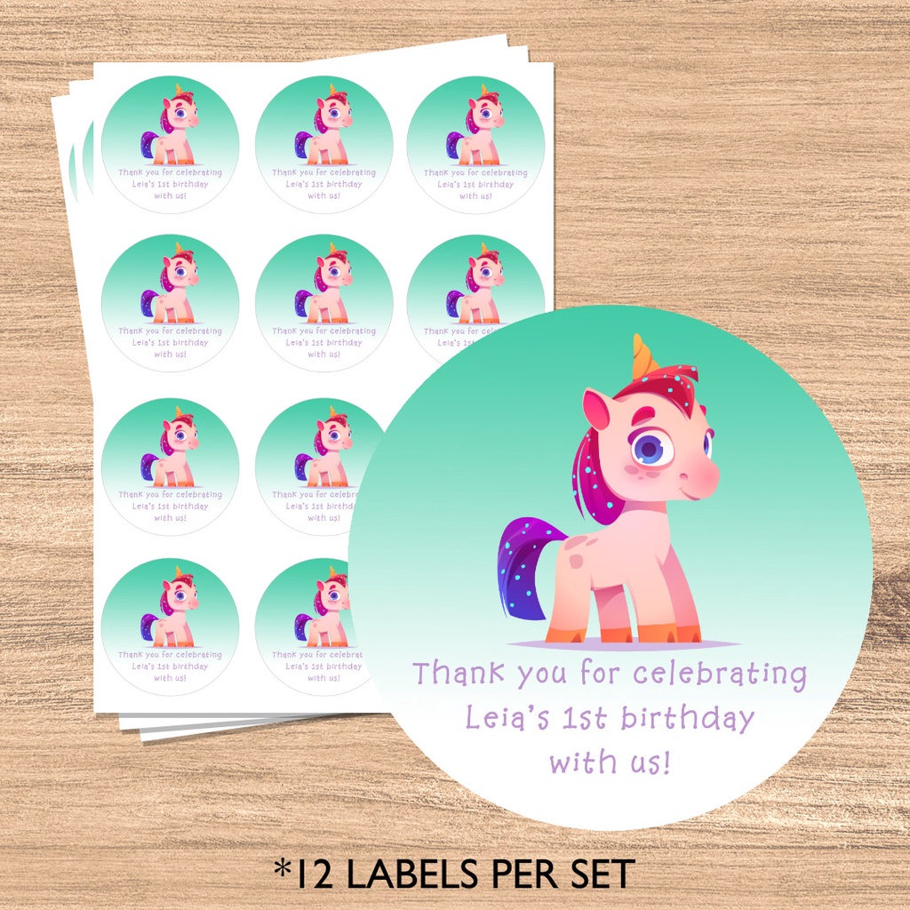 thumbnail image 2 of Personalised Unicorn Birthday Party Bag Stickers - Sweet Cone Labels 24 & 35 Pack By Goldstar 2 of 3