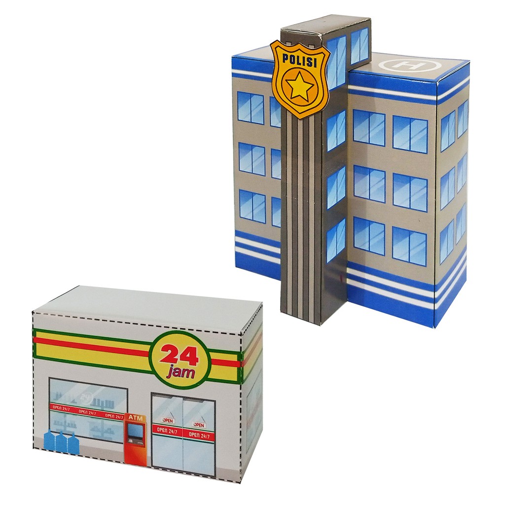 Papercraft Police Station And Supermarket Papercraft Toys | Shopee ...