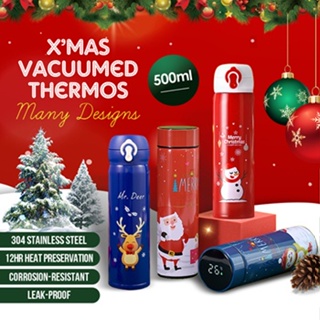 500ML Christmas Stainless Steel Water Bottle Vacuum Insulated Sports Water  Bottles Couples Cup Santa Claus Xmas New Year Gifts - AliExpress