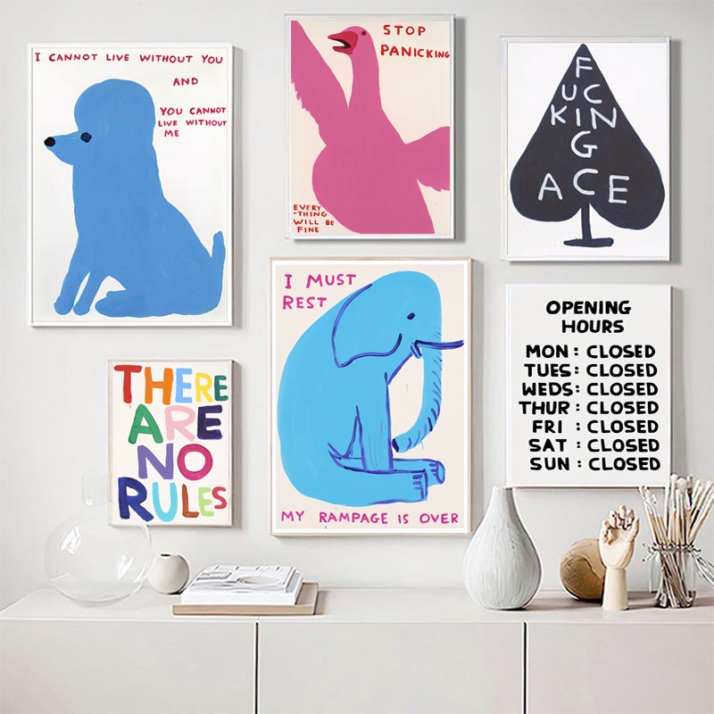David Shrigley Canvas Abstract Banana Elephant Spade Wall Art
