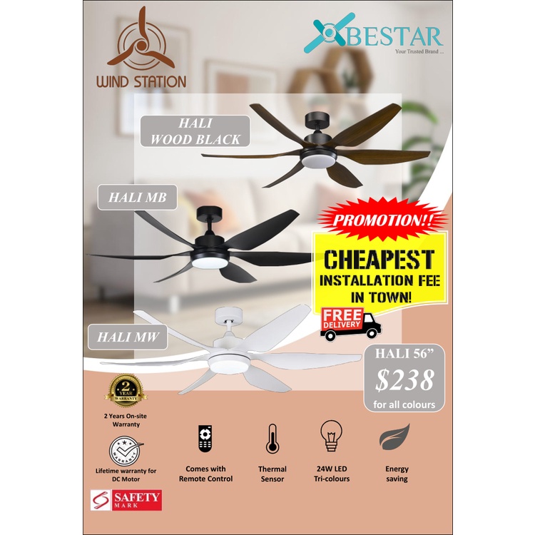 [FREE DELIVERY] BESTAR HALI 56inch DC Motor Ceiling Fan with LED Light
