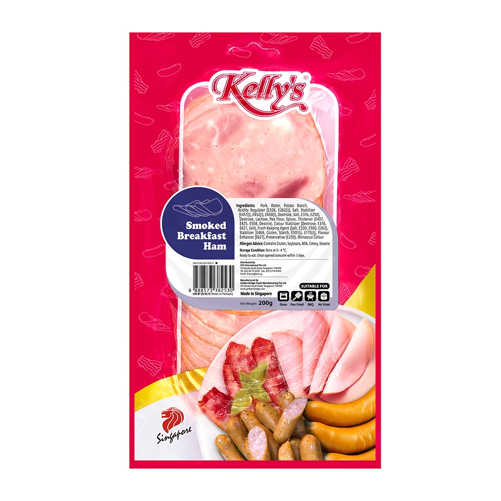 Kelly's Sliced Ham - Breakfast Ham/Honey Glazed Ham 200g Chilled 1 ...