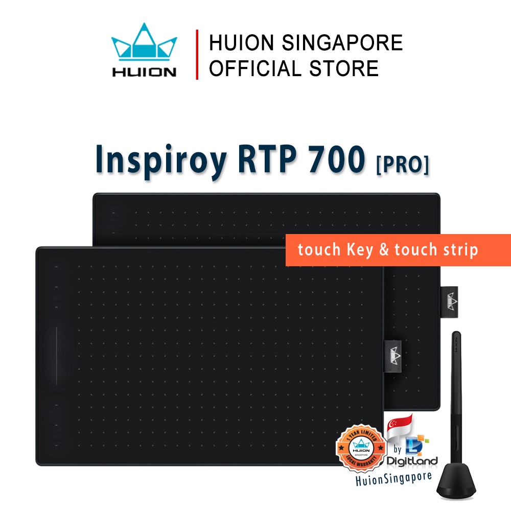 Huion Singapore Inspiroy RTP-700 Drawing Tablet Pen Display Touch Key ...