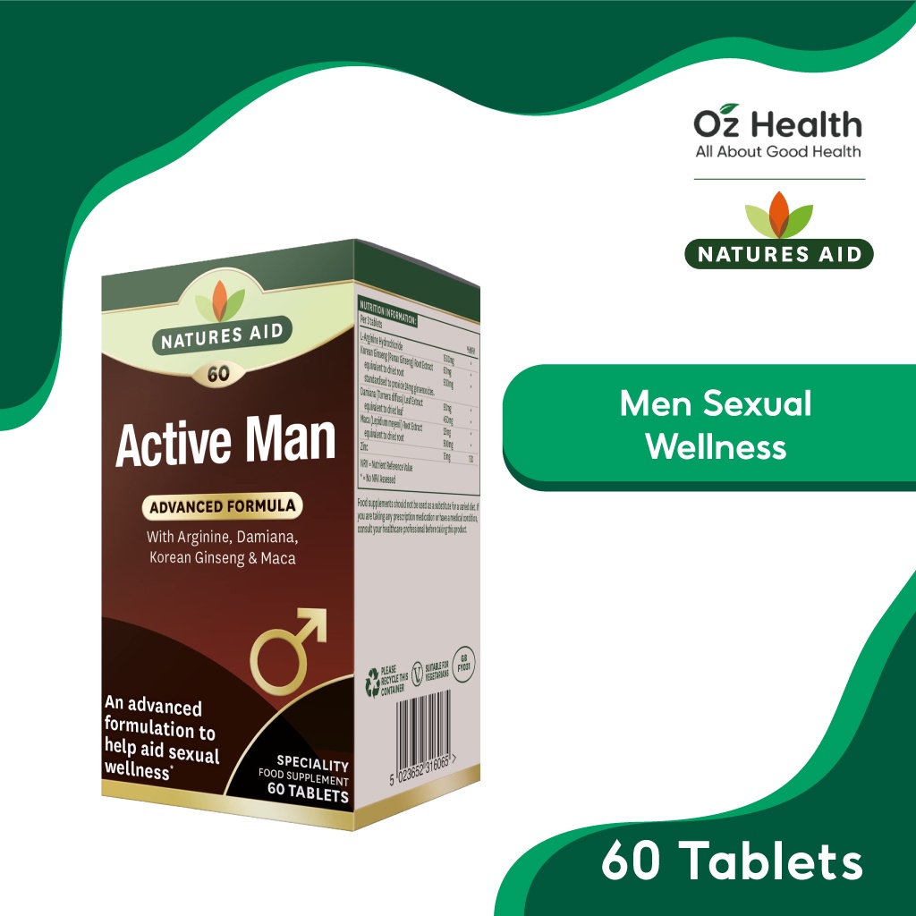 [SALE] Natures Aid Active Man (with Arginine Korean Ginseng & Maca) 60s