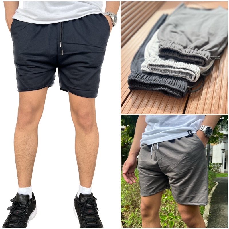 Men Plain Shorts S-XL (Sweat shorts/ Jogger shorts) Stretchable Fabric ...