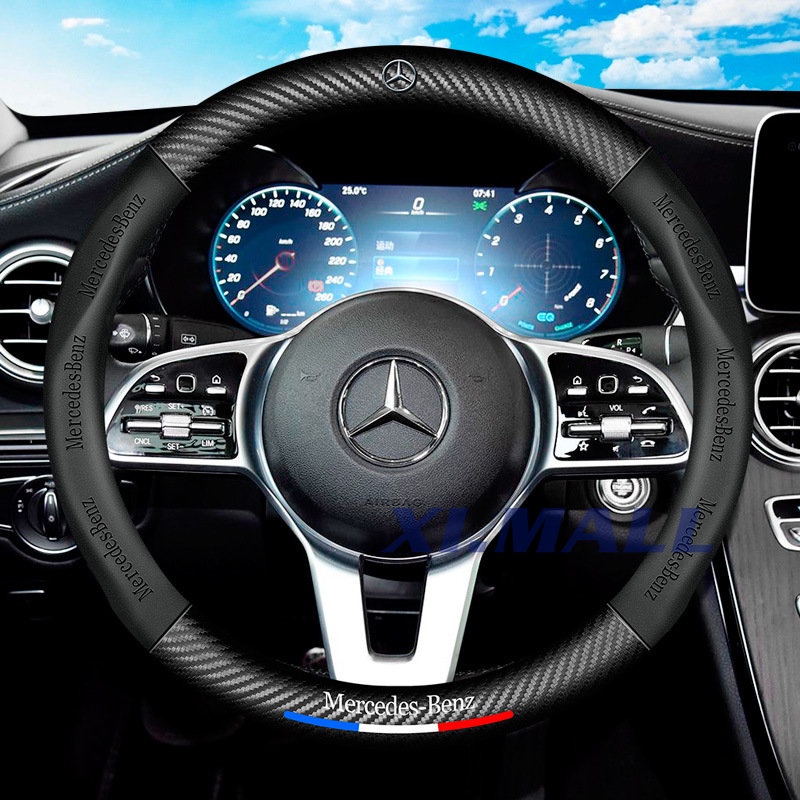 Genuine Leather Steering Wheel Cover Mercedes-Benz Benz Grip E300 C200 ...