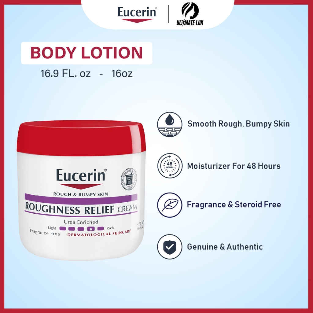 Eucerin, Roughness Relief Cream, Body Lotion, Fragrance Free, Body