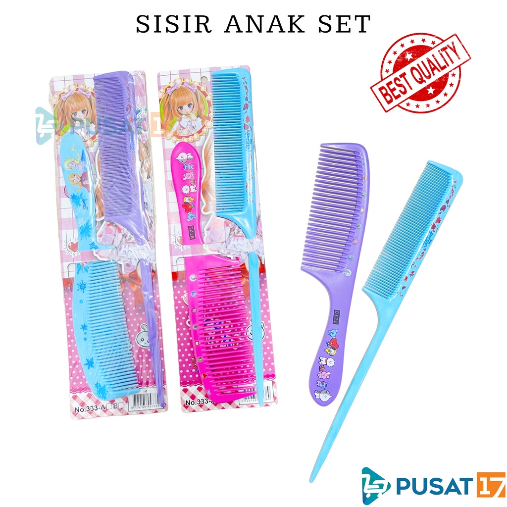 PUSAT17 SISIR RAMBUT ANAK KARAKTER SET 2PCS / SISIR SET WARNA KOREA / SISIR GAGANG JUMBO SISIR RUNCING / SISIR RAMBUT IMPORT SOUVENIR KADO HADIAH GIFT