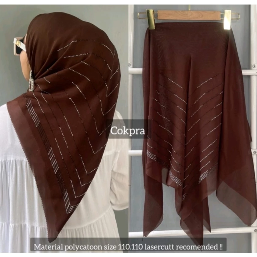 Hijab Segi Empat Swaroski / Segi Empat Payet Mahkota LC