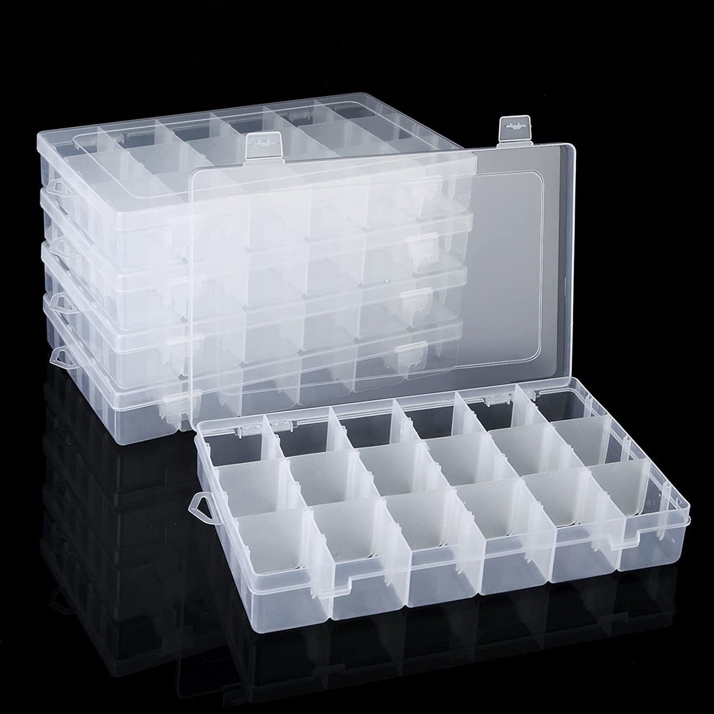 24 Slots Jewelry Storage Box / Portable Craft Organizer /Beads Multi ...