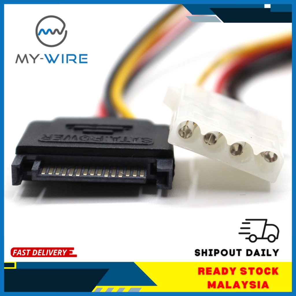 15 Pin SATA Male to Molex IDE 4 Pin Female Adapter Extension Power ...