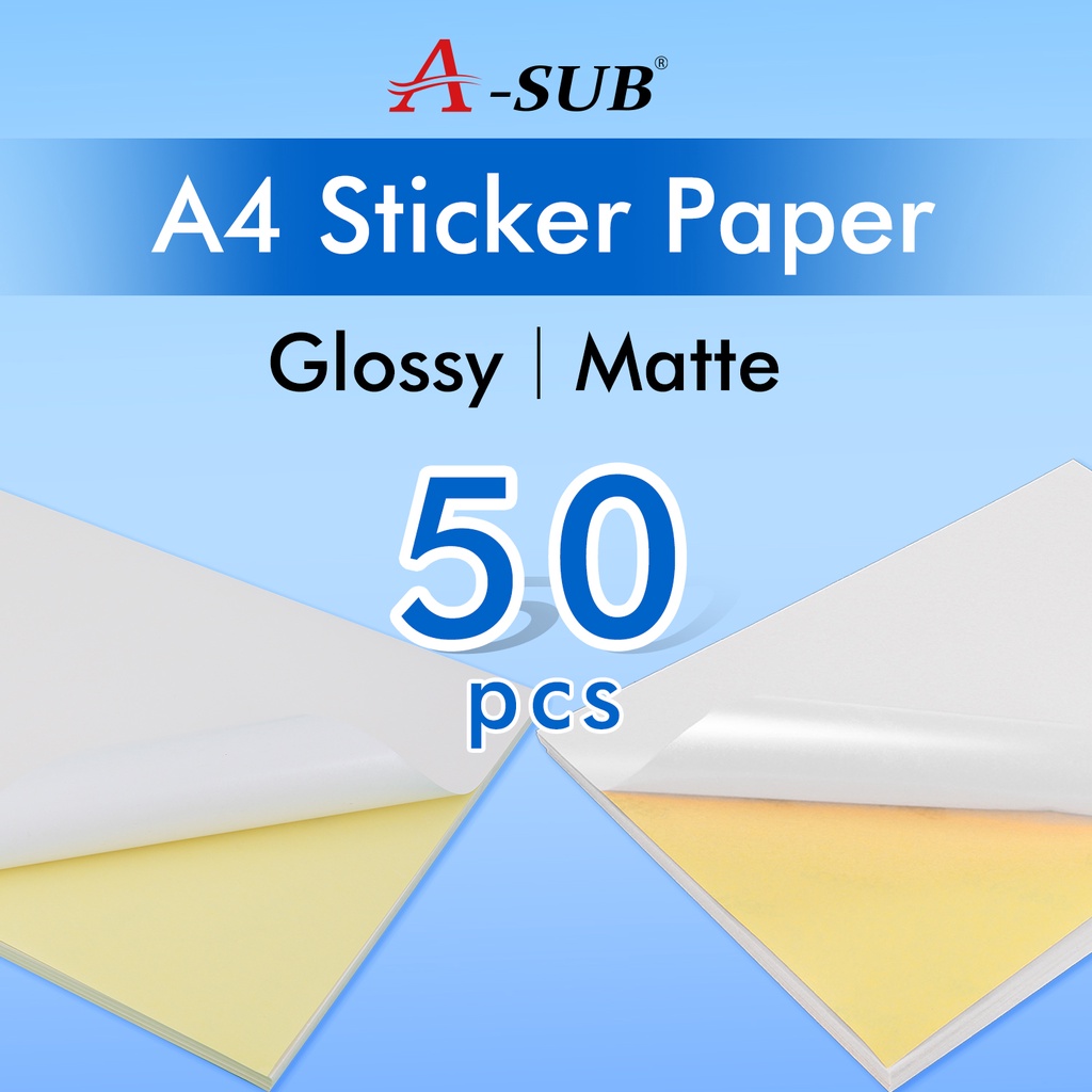 【Sticker Paper】A-SUB A4 Self-Adhesive Matte/Glossy Printing Sticker ...