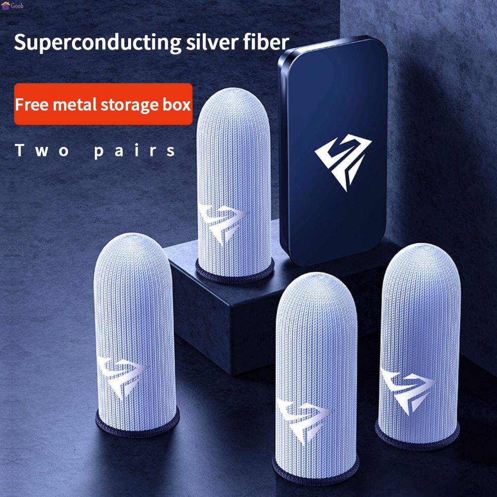 Game Finger Sleeve Glass Silver Fiber Ice Wire Finger Cover Pubg Game Thumb Gloves Gaming Breathable Sweatproof Mobile Game Finger Cover 2pcs 【goob】