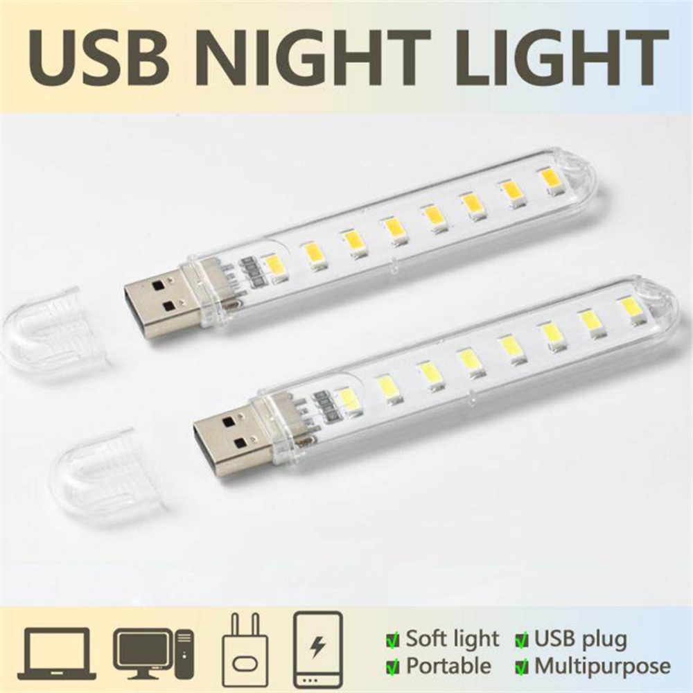 Mini Portable USB LED Lamp 8LED Super Bright Night Book Reading Light ...