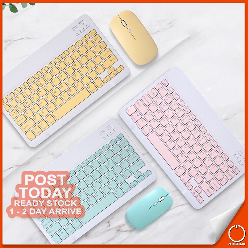 ULTRA SLIM 7 / 10 Inch Rechargeable Bluetooth Wireless Keyboard Mouse ...