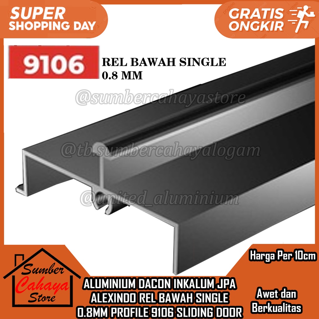 Aluminum Bottom RAIL Single Profile 9106 Alexindo ALUMINIUM SLIDING ...