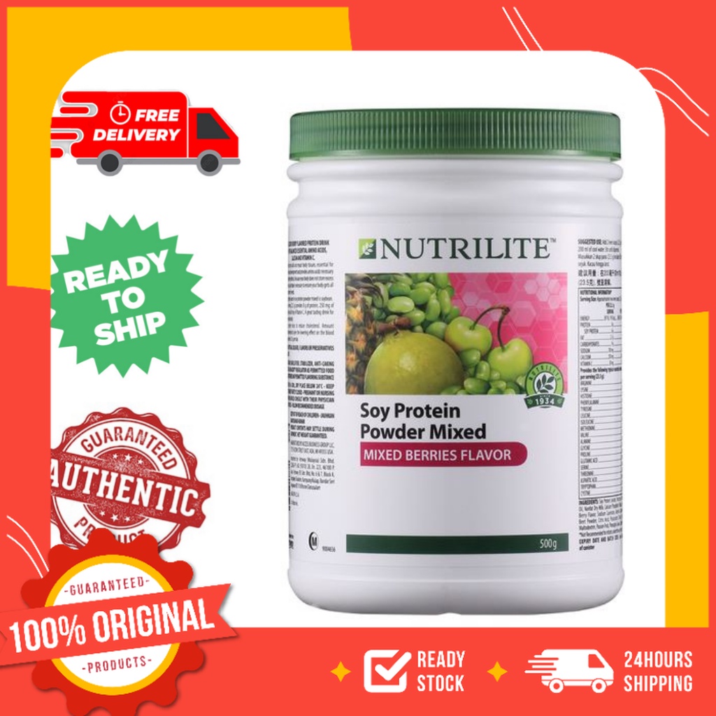 Amway Nutrilite Soy Protein Drink Mix Mixed Berries Flavor 500g 100