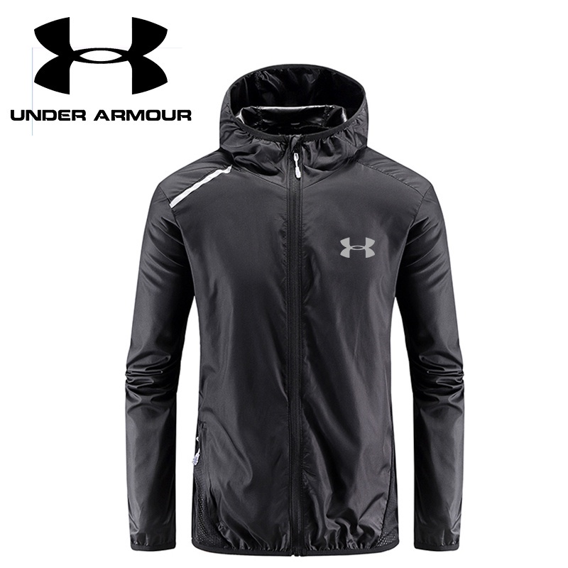UNDER ARM0UR Waterproof Jacket Casual Outdoor Sunscreen Clothing Men's Ultra-thin Mesh Breathable Sports Skin Windbreaker Men's Running Cycling Jacket