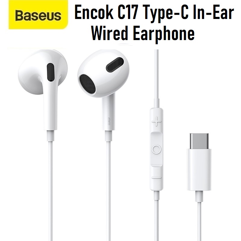 Baseus C17 In Ear Wired Type C Earphones Headphones Earpiece with Microphone Shopee Singapore