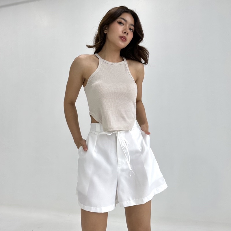 'Blair' Halter Crop Top White