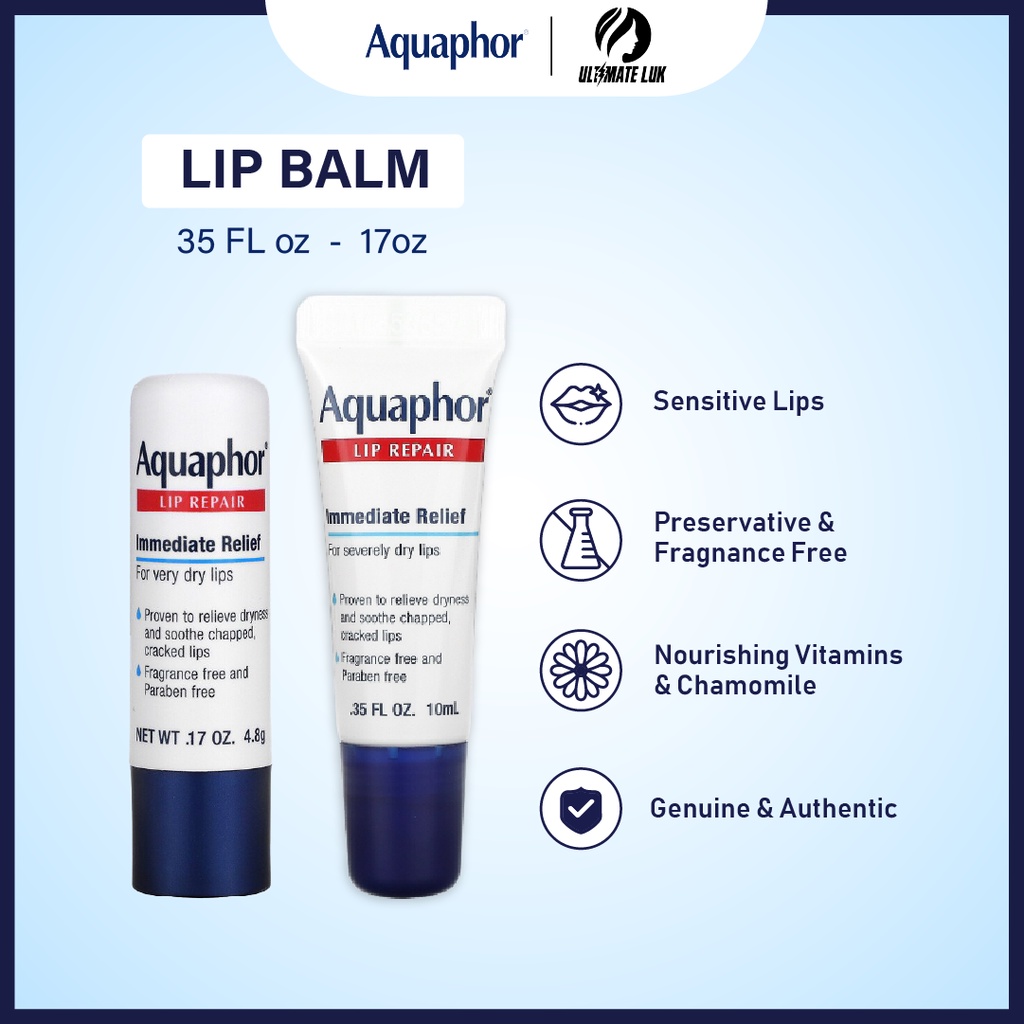 Aquaphor, Lip Repair, Immediate Relief, Fragrance Free, Shae Butter