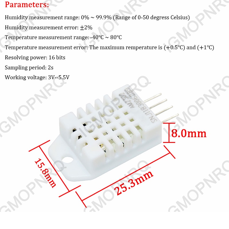 DHT22 digital temperature and humidity sensor Temperature and humidity ...