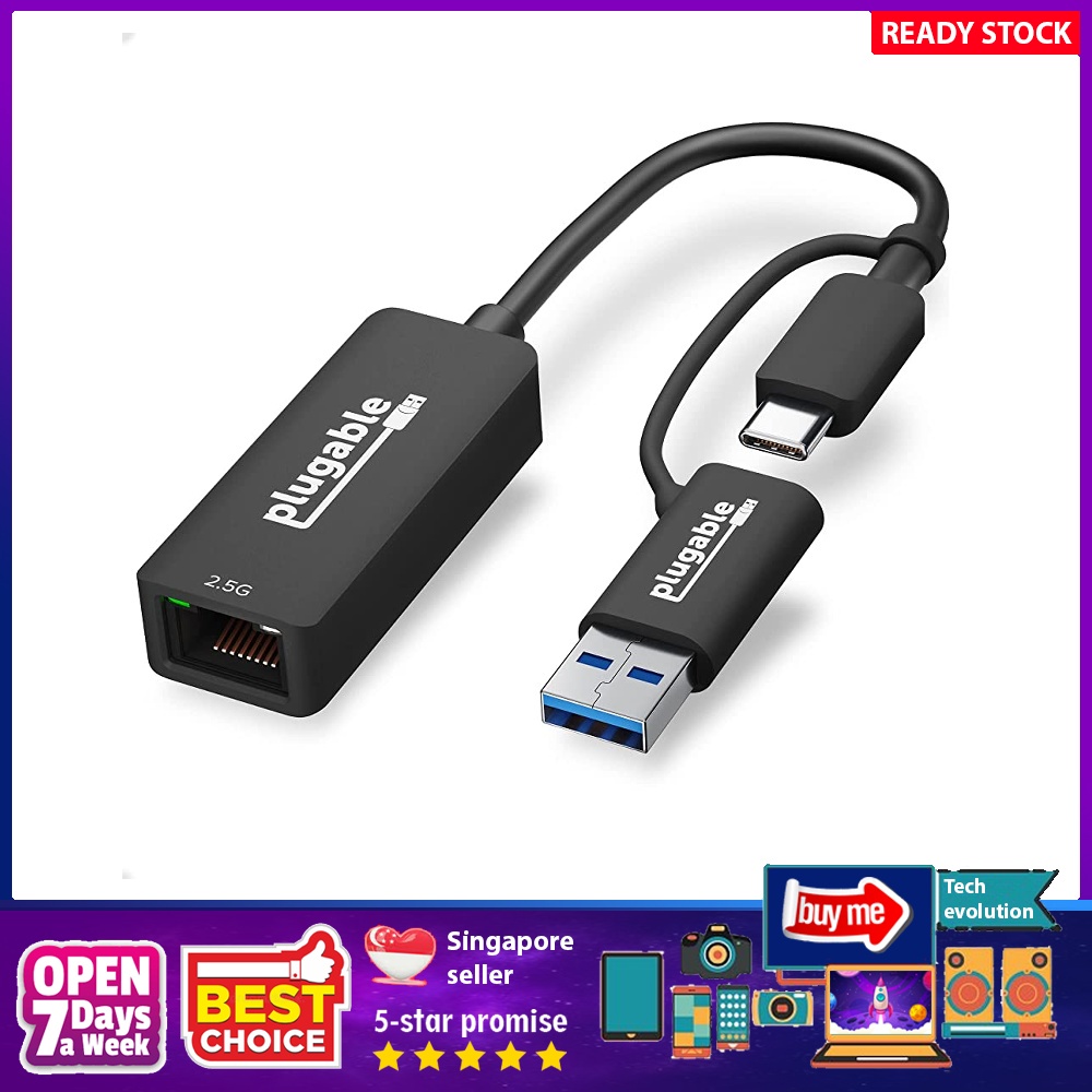[sgstock] Plugable 2.5G USB C and USB to Ethernet Adapter, 2-in-1 ...