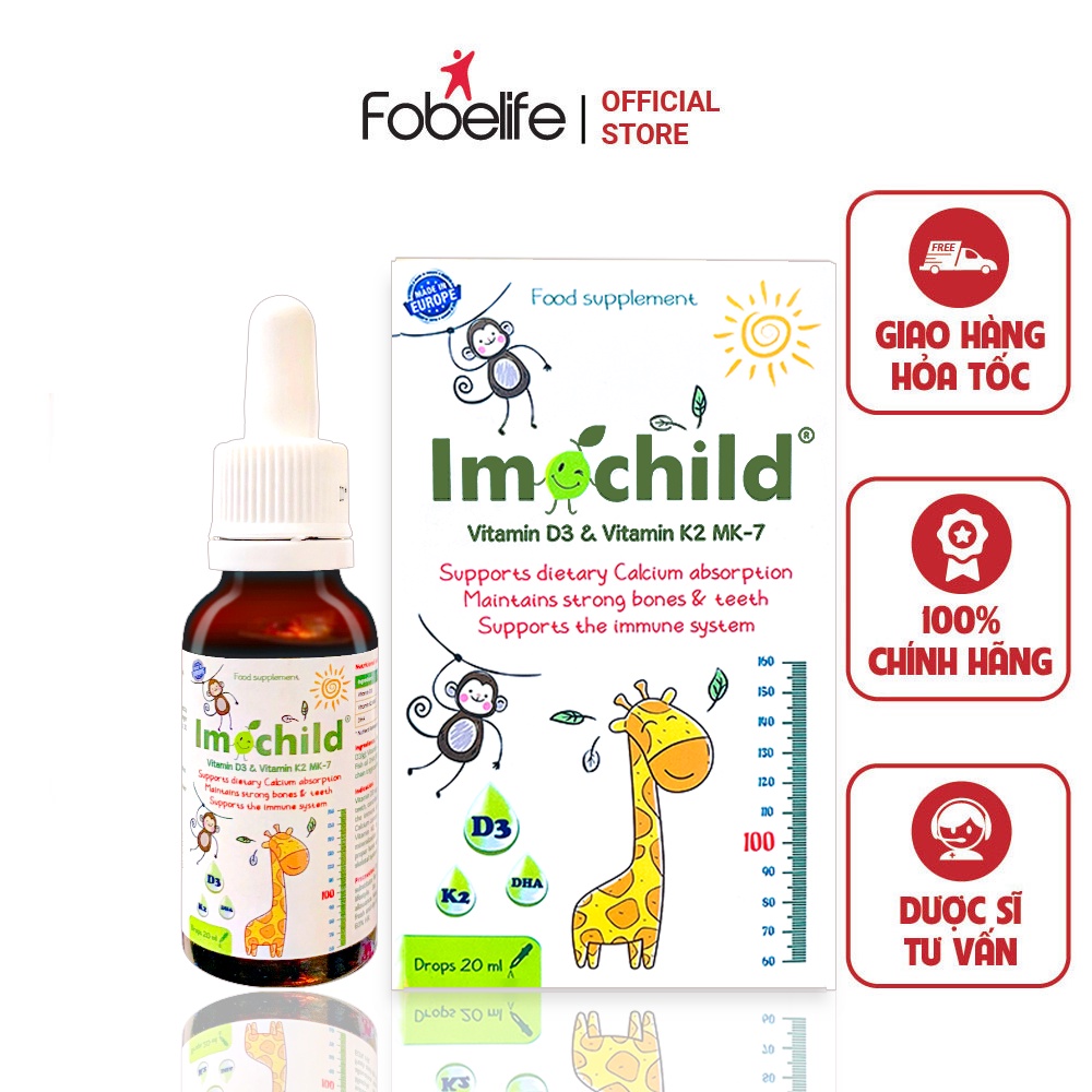 Imochild Fobelife Drop Syrup Supplement Vitamin D3 K2 And DHA Absorb
