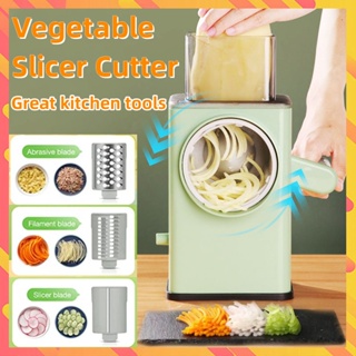 Vegetable Slicer Manual Vegetable Chopper 3 in1Round Grater Multifunctional  Cutter Potato Spiralizer Gadgets Kitchen Accessories