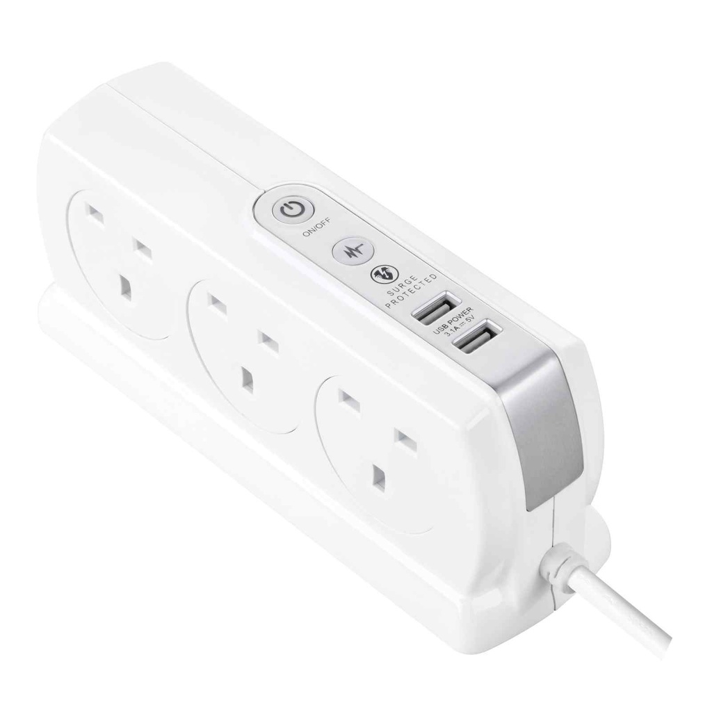 Masterplug Power Switch with Surge Back To Back, 2x3.1A USB, 6 Sockets ...