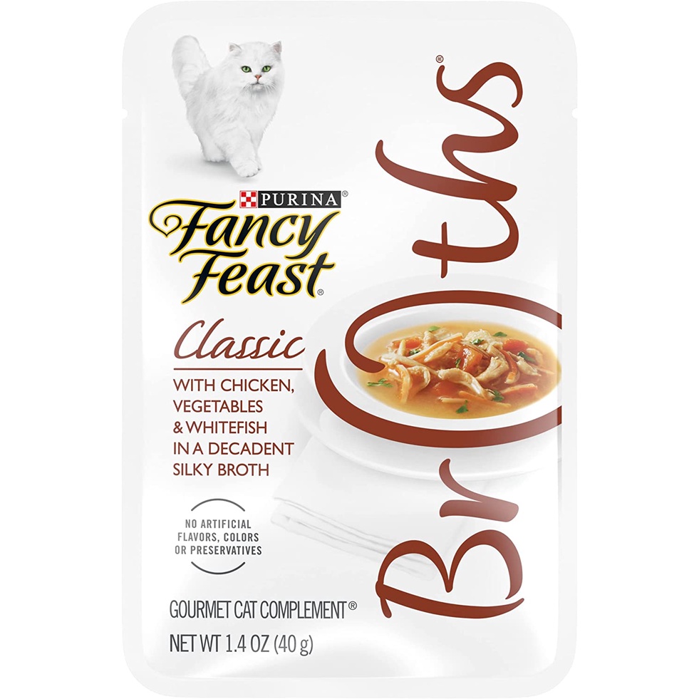 Fancy Feast Broths Classic Chicken Vegetables Whitefish In A