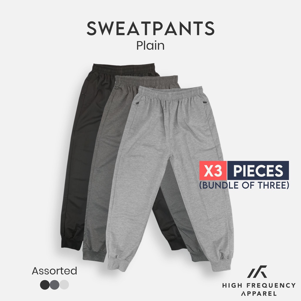 [BUNDLE OF 3] Plain Sweatpants Unisex HF Casual | Homewear | Grey Pants | Men Joggers | Sports