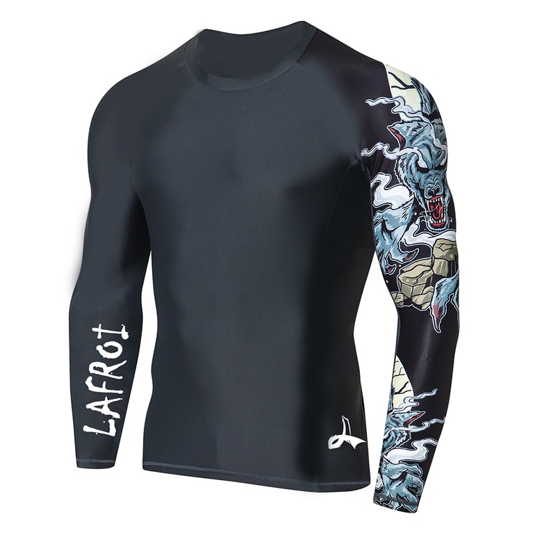 LAFROI Men's Long Sleeve SwimSuit Fit Compression Rash Guard Sportswear