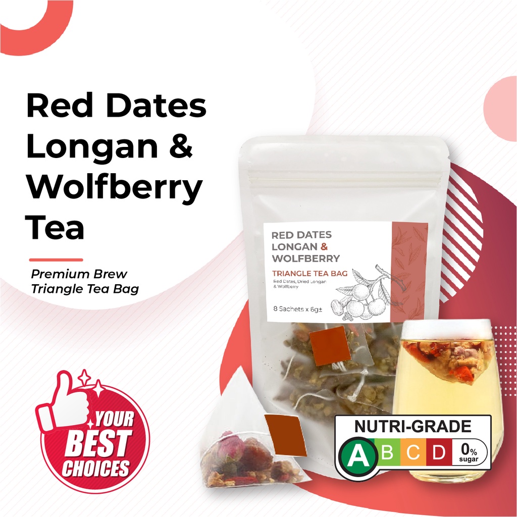 Red Dates Longan & Wolfberry(Goji) Triangle Tea Bag (6g x 8 Bags