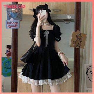 Japanese Soft Sister Cute Lolita Dress Women Sweet Puff Sleeve Slim Student  Dresses Party Retro Girls Bow Salior Collar