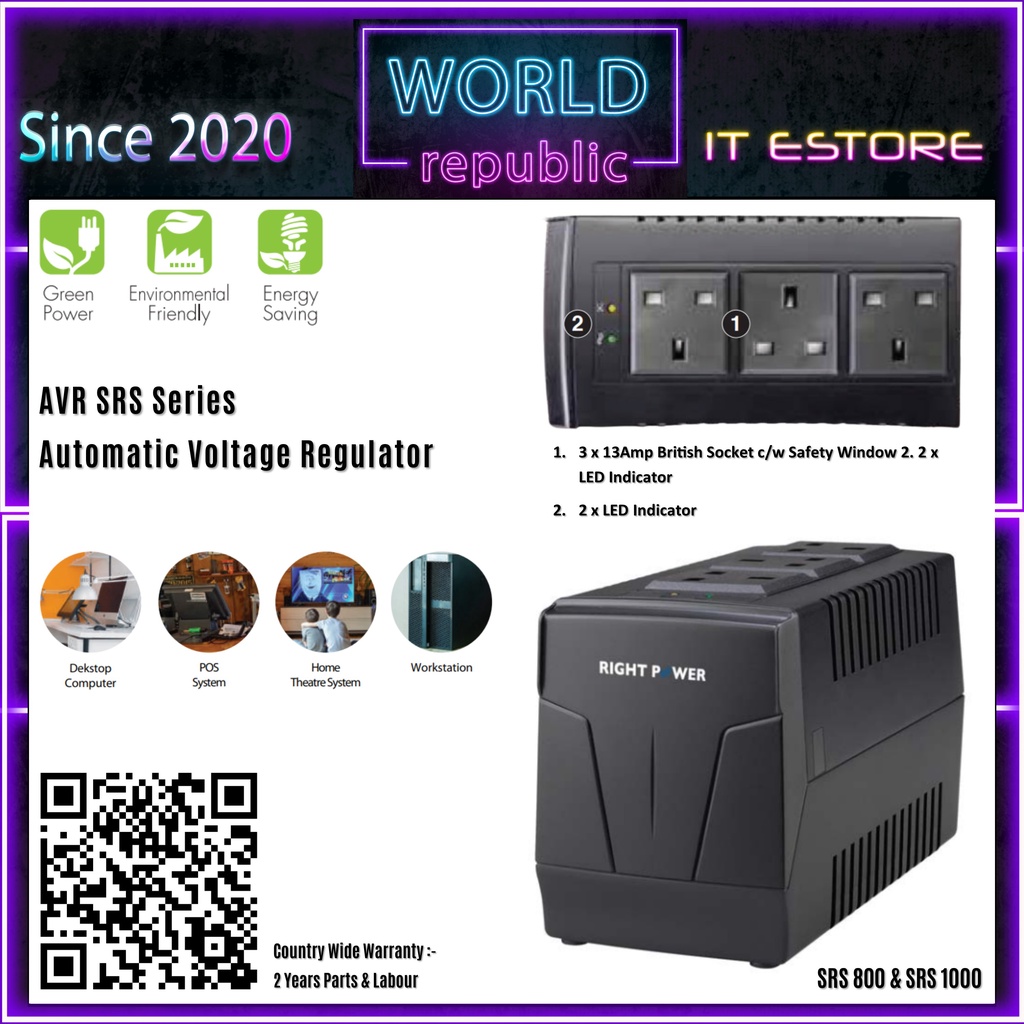 Right Power SRS 800 & 1000 SRS800 SRS1000 Auto Voltage Regulator AVR ...