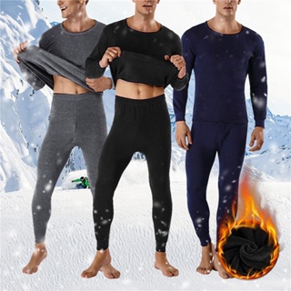 Mens Thermal Underwear Men Winter Pajamas Set Warm Fleece Lined