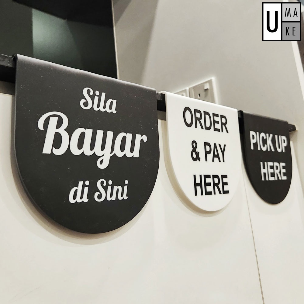 Order Here Pay Here And Pick Up Here Sign Tanda Pesan And Bayar Counter Counter Signage Cashier 7422