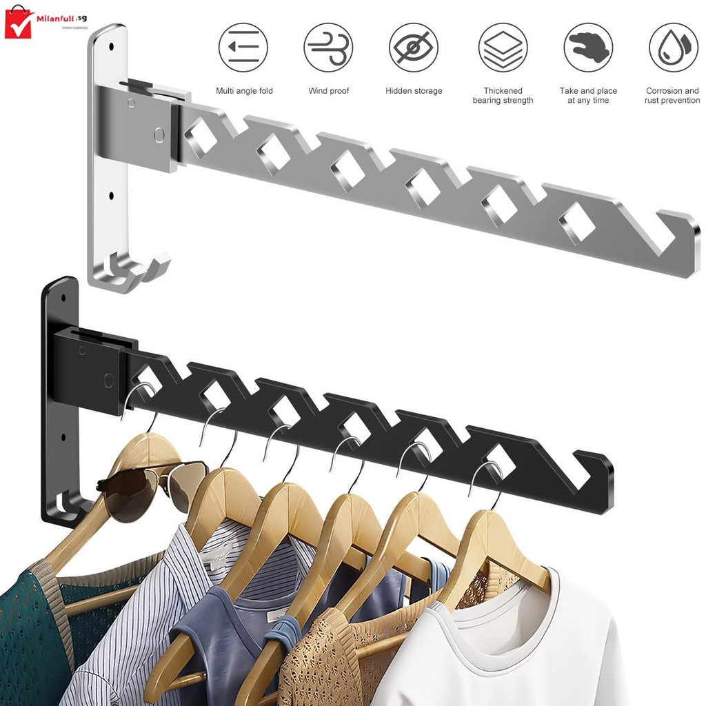 Clothes Drying Rack Adjustable Angle Clothes Hanger Wall mounted Coat Dryer for Laundry Balcony Bathroom Shopee Singapore