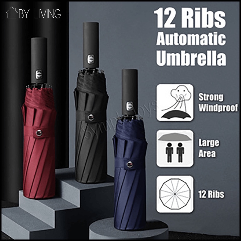 12 RIBS AUTOMATIC UMBRELLA LARGE UMBRELLA WINDPROOF MINI UV